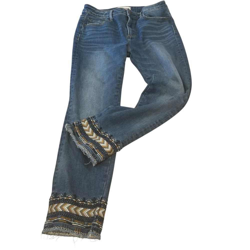 Driftwood Colette womens Jeans sz 28/6 Boho Embroidered Cuff Stretch Denim Ankle - Picture 5 of 13